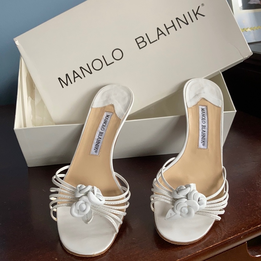 Manolo Blahnik white sandals